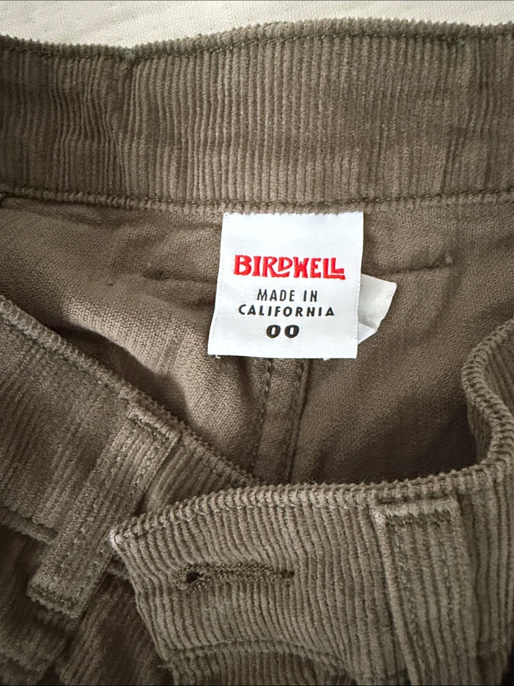Birdwell High-Waist Olive Green Corduroy Women's Shorts